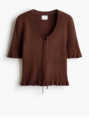 H&M Brown Ribbed Knit Top